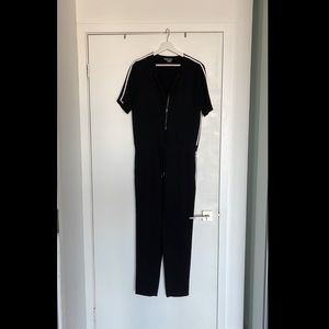 Vince black jumpsuit with white stripe size 6